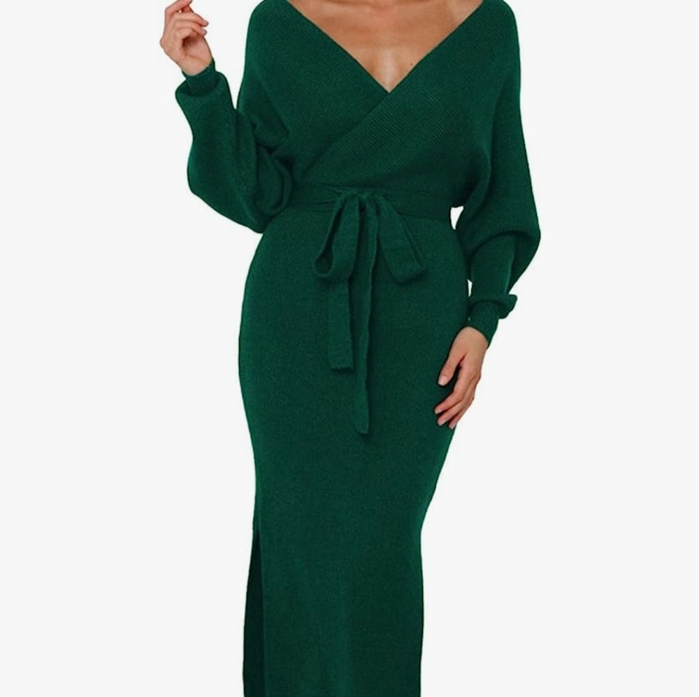 Emerald green vcut dress